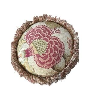 VTG Rose‎ Tree Summerton Pink Green Floral Round Boudoir Pillow French Country